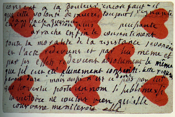 manuscrit de J.-J. Rousseau sur une carte à jouer : brouillon des Rêveries du promeneur solitaire